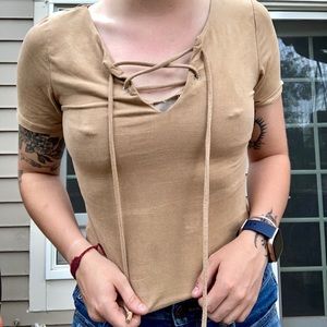 Tan Crop Top Shirt